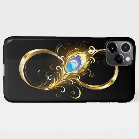 Unendlichkeit mit Golden Peacock Feather iPhone Hülle (Rückseite (Horizontal))