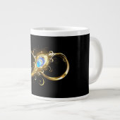 Unendlichkeit mit Golden Peacock Feather Jumbo-Tasse (Vorderseite Rechts)