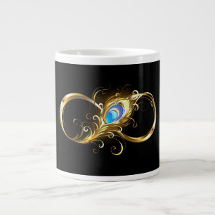 Unendlichkeit mit Golden Peacock Feather Jumbo-Tasse