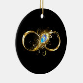 Unendlichkeit mit Golden Peacock Feather Keramik Ornament (Rechts)