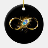Unendlichkeit mit Golden Peacock Feather Keramik Ornament (Hinten)