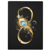Unendlichkeit mit Golden Peacock Feather Klemmbrett (Rückseite)