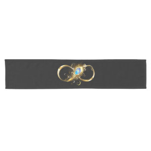 Unendlichkeit mit Golden Peacock Feather Kurzer Tischläufer