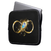 Unendlichkeit mit Golden Peacock Feather Laptopschutzhülle (Vorderseite Links)