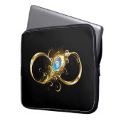Unendlichkeit mit Golden Peacock Feather Laptopschutzhülle (Vorderseite Links)