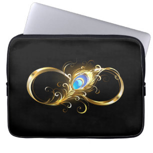 Unendlichkeit mit Golden Peacock Feather Laptopschutzhülle