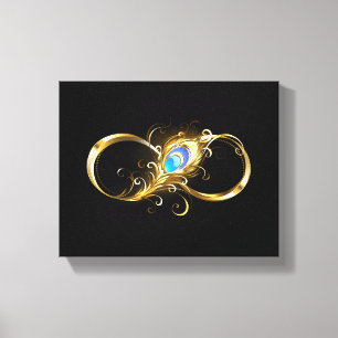 Unendlichkeit mit Golden Peacock Feather Leinwanddruck