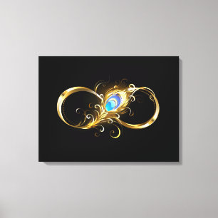 Unendlichkeit mit Golden Peacock Feather Leinwanddruck