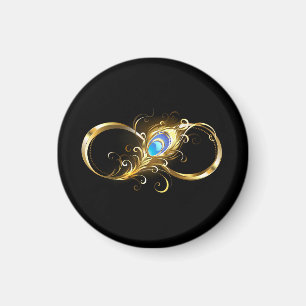Unendlichkeit mit Golden Peacock Feather Magnet
