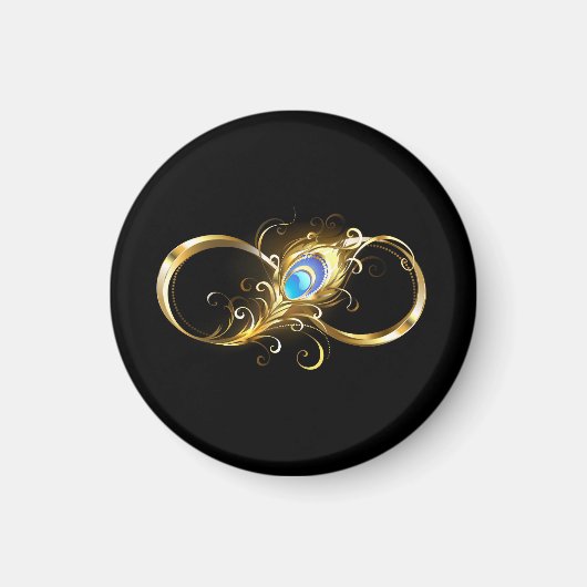 Unendlichkeit mit Golden Peacock Feather Magnet (Vorne)