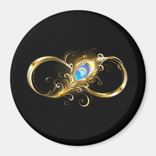 Unendlichkeit mit Golden Peacock Feather Magnet