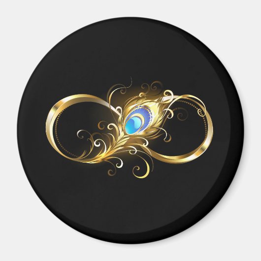 Unendlichkeit mit Golden Peacock Feather Magnet (Vorne)