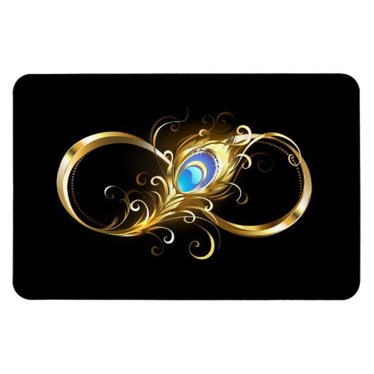 Unendlichkeit mit Golden Peacock Feather Magnet (Horizontal)
