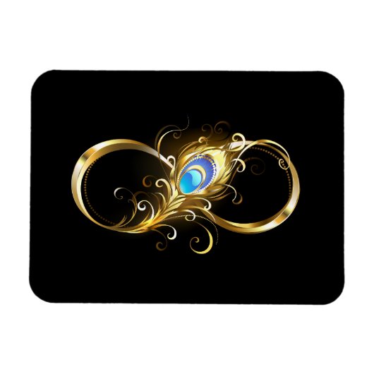 Unendlichkeit mit Golden Peacock Feather Magnet (Horizontal)