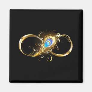 Unendlichkeit mit Golden Peacock Feather Magnet
