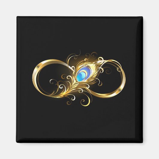 Unendlichkeit mit Golden Peacock Feather Magnet (Vorne)