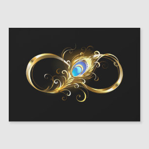 Unendlichkeit mit Golden Peacock Feather Magneteinladung