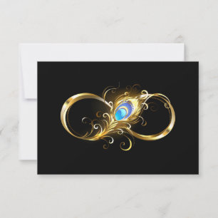Unendlichkeit mit Golden Peacock Feather Mitteilungskarte