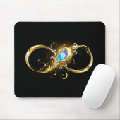 Unendlichkeit mit Golden Peacock Feather Mousepad (Mit Mouse)