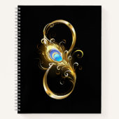 Unendlichkeit mit Golden Peacock Feather Notizblock (Vorderseite)