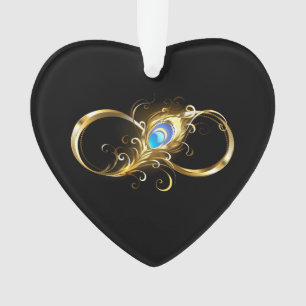 Unendlichkeit mit Golden Peacock Feather Ornament