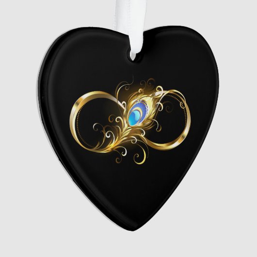 Unendlichkeit mit Golden Peacock Feather Ornament (Vorderseite)