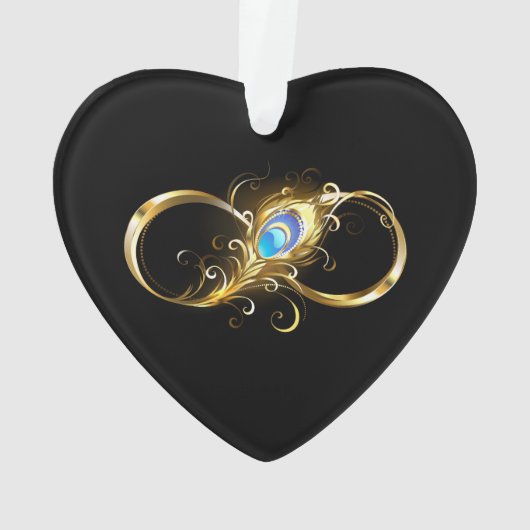 Unendlichkeit mit Golden Peacock Feather Ornament (Rückseite)