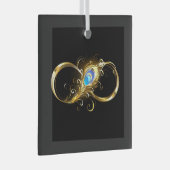 Unendlichkeit mit Golden Peacock Feather Ornament Aus Glas (Vorderseite Rechts)