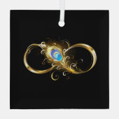 Unendlichkeit mit Golden Peacock Feather Ornament Aus Glas (Rückseite)