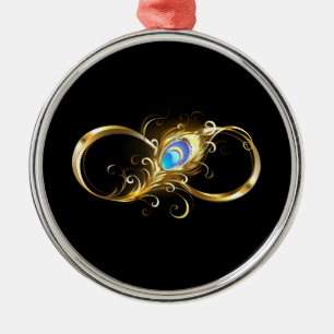 Unendlichkeit mit Golden Peacock Feather Ornament Aus Metall