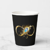 Unendlichkeit mit Golden Peacock Feather Pappbecher (Rückseite)