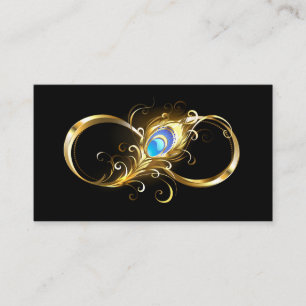 Unendlichkeit mit Golden Peacock Feather Platzkarte