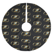 Unendlichkeit mit Golden Peacock Feather Polyester Weihnachtsbaumdecke (Vorderseite)