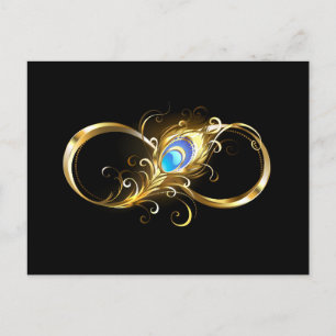 Unendlichkeit mit Golden Peacock Feather Postkarte