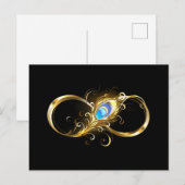 Unendlichkeit mit Golden Peacock Feather Postkarte (Vorne/Hinten)