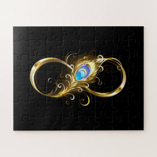 Unendlichkeit mit Golden Peacock Feather Puzzle