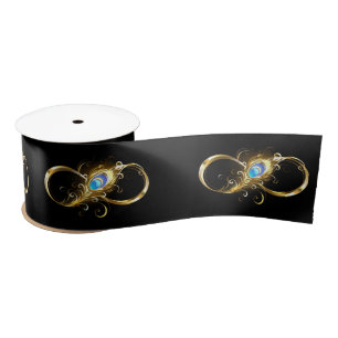 Unendlichkeit mit Golden Peacock Feather Satinband