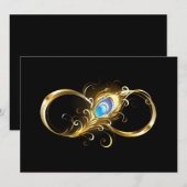 Unendlichkeit mit Golden Peacock Feather Save The Date (Vorne/Hinten)