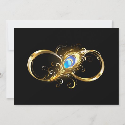 Unendlichkeit mit Golden Peacock Feather Save The Date (Vorderseite)