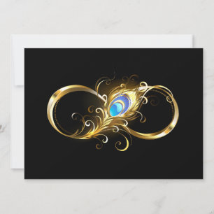 Unendlichkeit mit Golden Peacock Feather Save The Date
