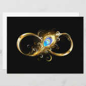 Unendlichkeit mit Golden Peacock Feather Save The Date (Vorne/Hinten)