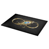 Unendlichkeit mit Golden Peacock Feather Schneidebrett (Ecke)