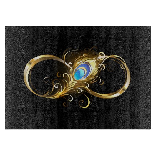 Unendlichkeit mit Golden Peacock Feather Schneidebrett (Vorderseite)