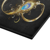 Unendlichkeit mit Golden Peacock Feather Schneidebrett (Ecke)