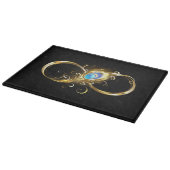 Unendlichkeit mit Golden Peacock Feather Schneidebrett (Ecke)
