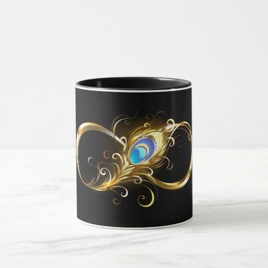 Unendlichkeit mit Golden Peacock Feather Tasse (Zentrum)