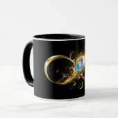 Unendlichkeit mit Golden Peacock Feather Tasse (Vorderseite Links)