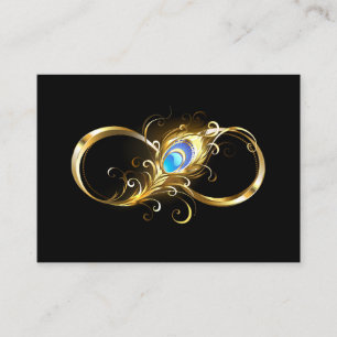 Unendlichkeit mit Golden Peacock Feather Telefonnummerkarte