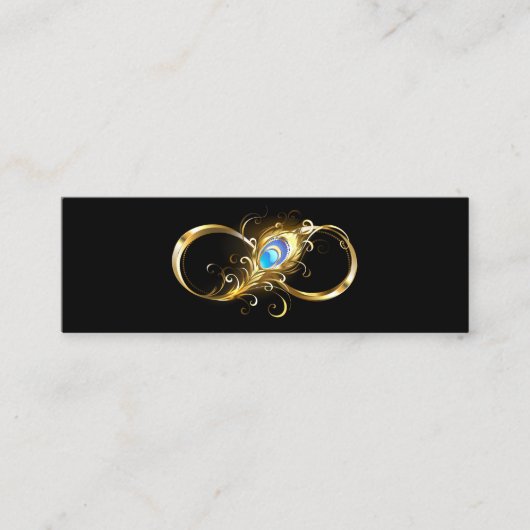 Unendlichkeit mit Golden Peacock Feather Telefonnummerkarte (Vorderseite)