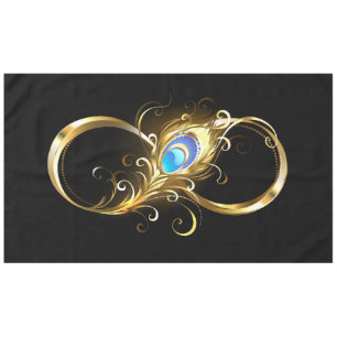 Unendlichkeit mit Golden Peacock Feather Tischdecke